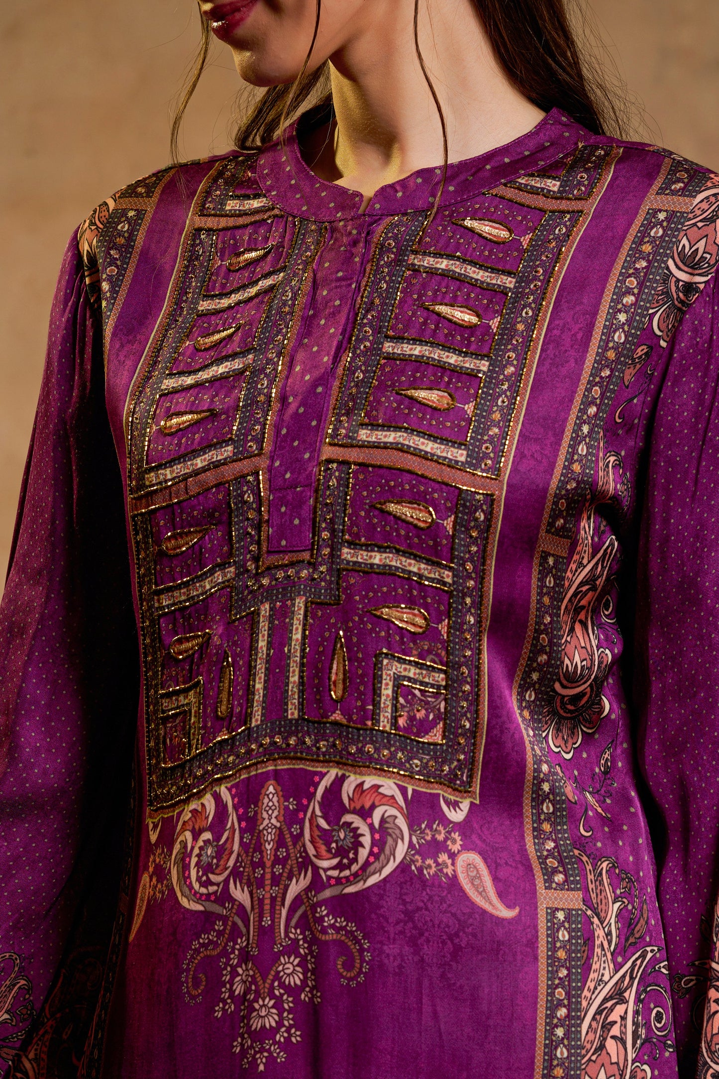 THE BARI Floral Printed Round Neck Straight Kurta with trouser and dupatta
