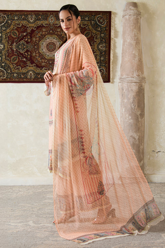 THE BARI Women Ethnic Motifs Printed Silk Kurta with Trousers & Dupatta