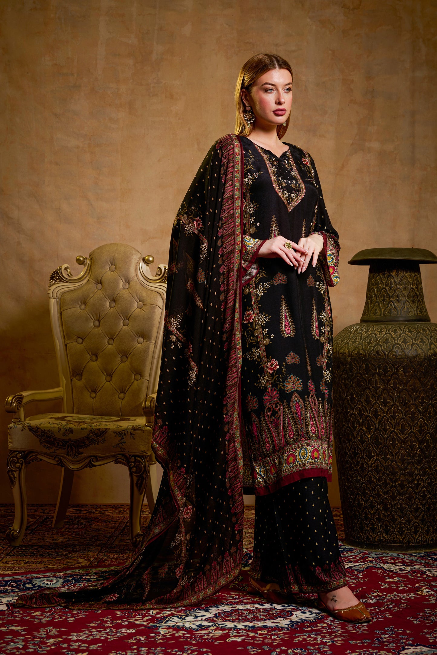 THE BARI Women Ethnic Motifs Printed Kurta with Trouser & Dupatta