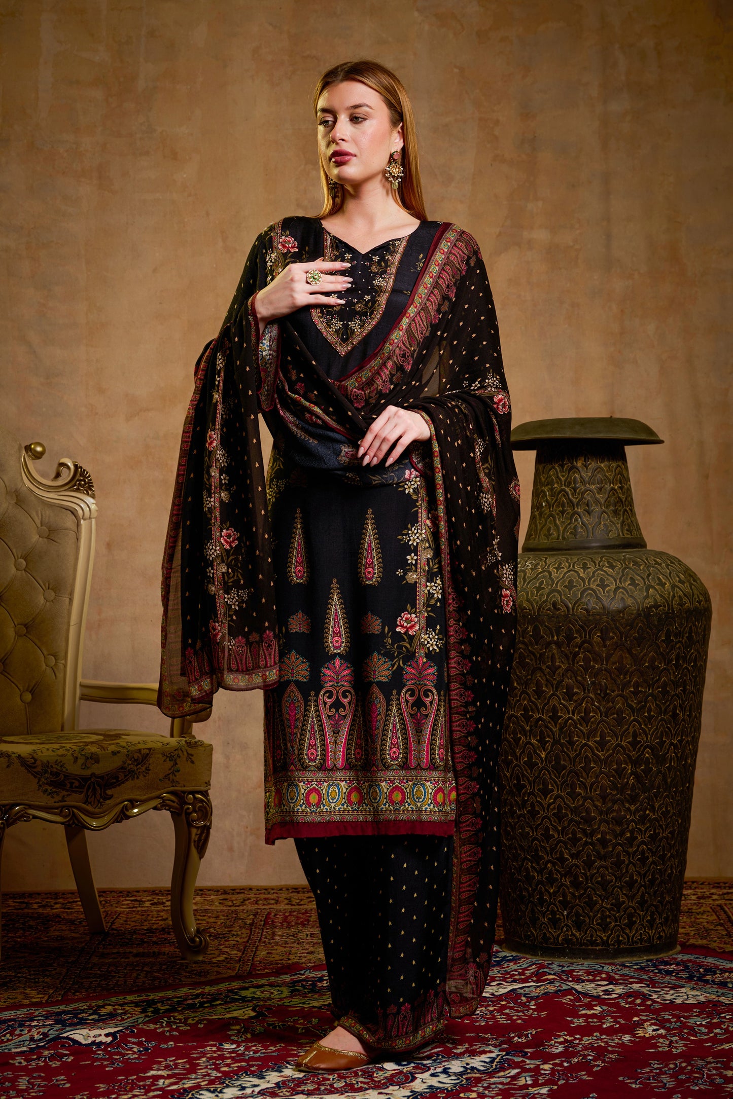 THE BARI Women Ethnic Motifs Printed Kurta with Trouser & Dupatta