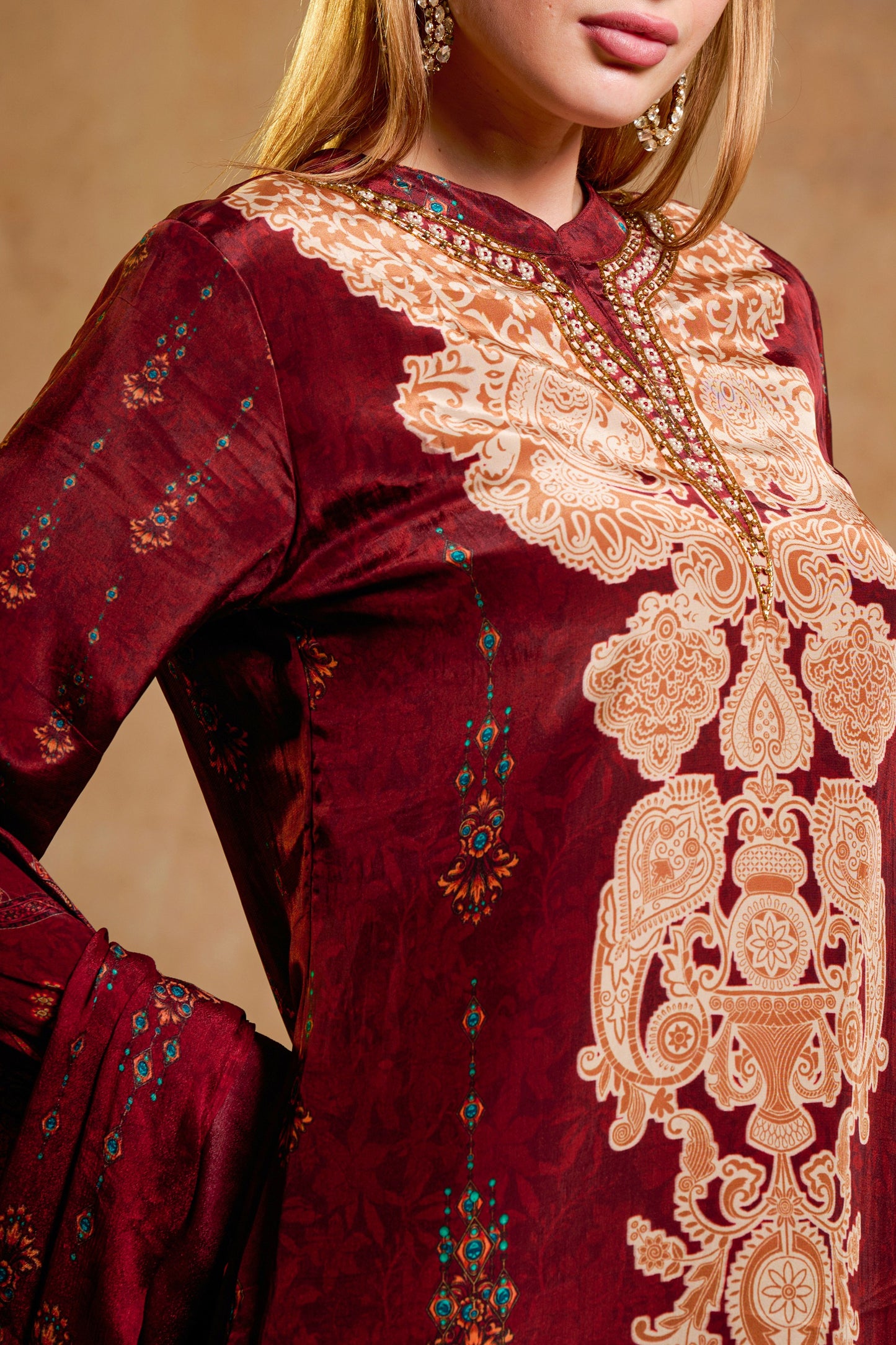 THE BARI Women Ethnic Motifs Embroidered Kurta with Trouser & Dupatta
