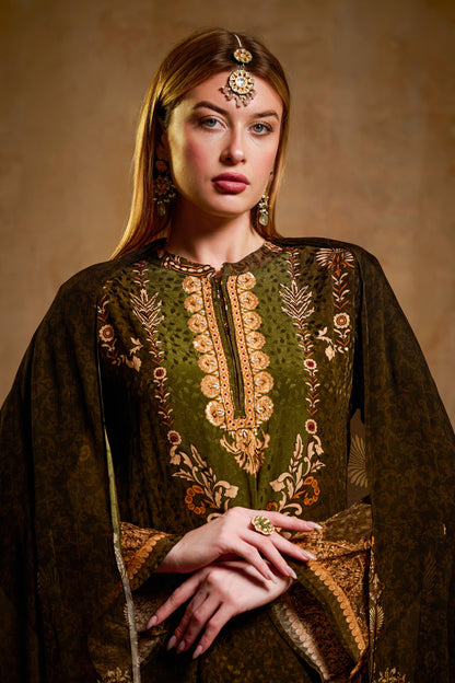 THE BARI Women Ethnic Motifs Printed Kurta & Trousers With Dupatta Set