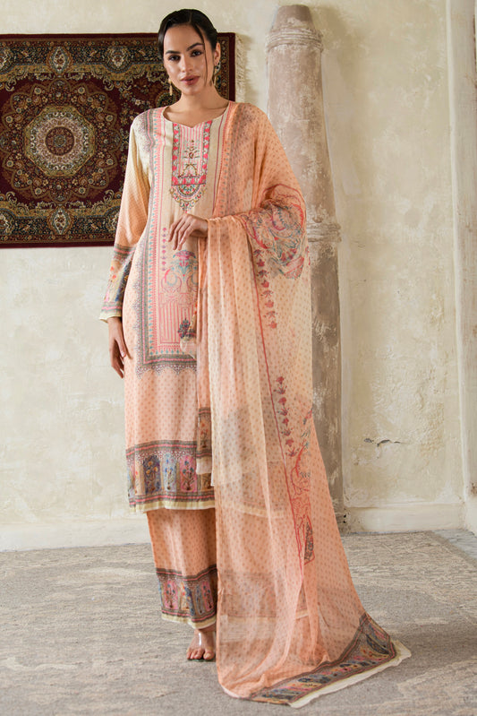 THE BARI Women Ethnic Motifs Printed Silk Kurta with Trousers & Dupatta