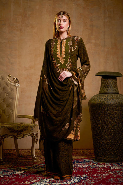 THE BARI Women Ethnic Motifs Printed Kurta & Trousers With Dupatta Set