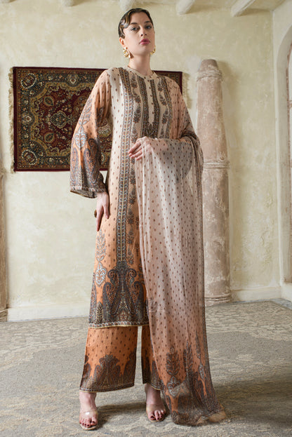 THE BARI Ethnic Motifs Printed Pure Silk Straight Kurta With Trousers & Dupatta