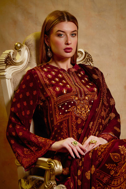 THE BARI Floral Printed Straight Kurta With Trousers & Dupatta