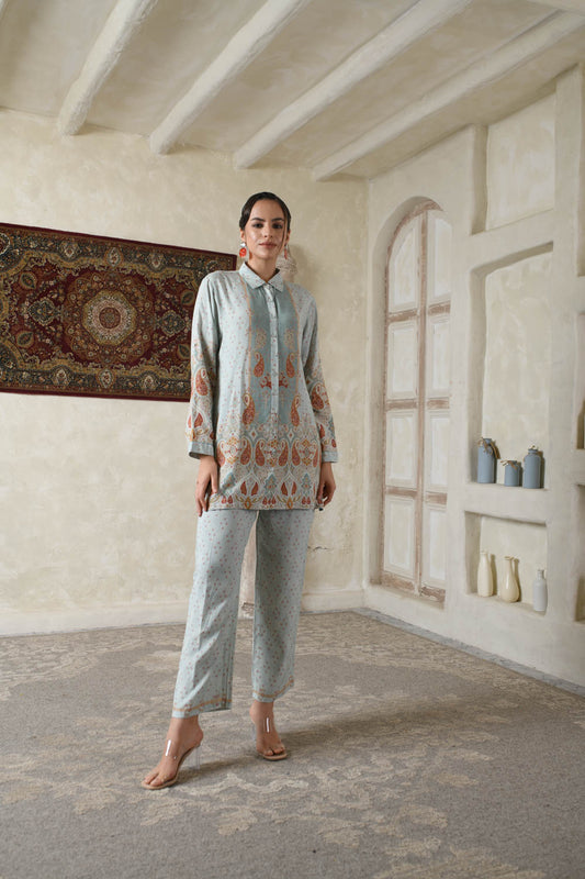 THE BARI Women Shirt Collar Tunic and Trouser