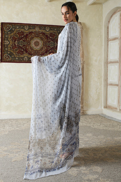 THE BARI Ethnic Motifs Printed Pure Silk Straight Kurta With Trousers & Dupatta
