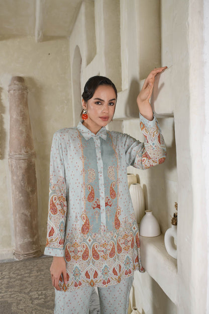 THE BARI Women Shirt Collar Tunic and Trouser