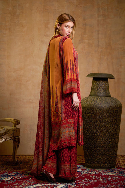THE BARI Floral Printed Straight Kurta With Trousers & Dupatta