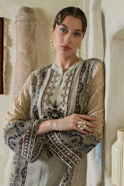 THE BARI Women Ethnic Motifs Printed Silk Kurta with Palazzos & Dupatta