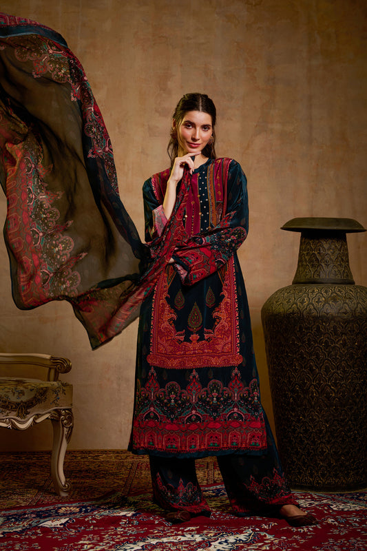 THE BARI Women Floral Printed Kurta with Palazzos & Dupatta