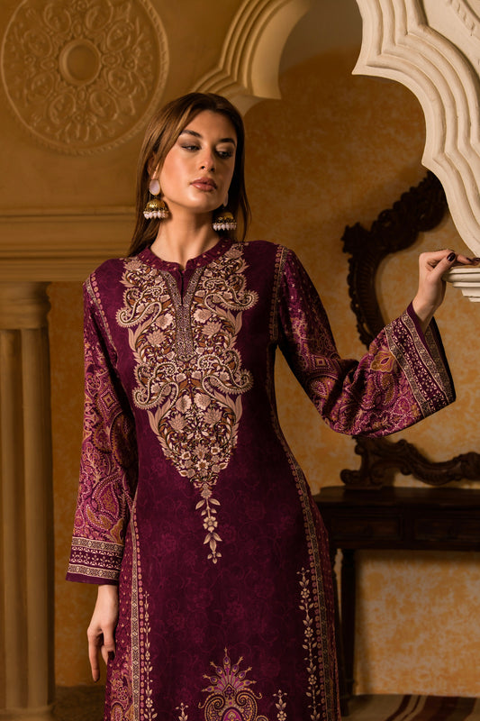 THE BARI Women Ethnic Motifs Printed Regular Thread Work Kurta with Palazzos