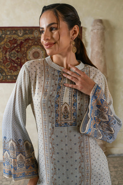 THE BARI Women Ethnic Motifs Printed Silk Kurta with Palazzo & Dupatta