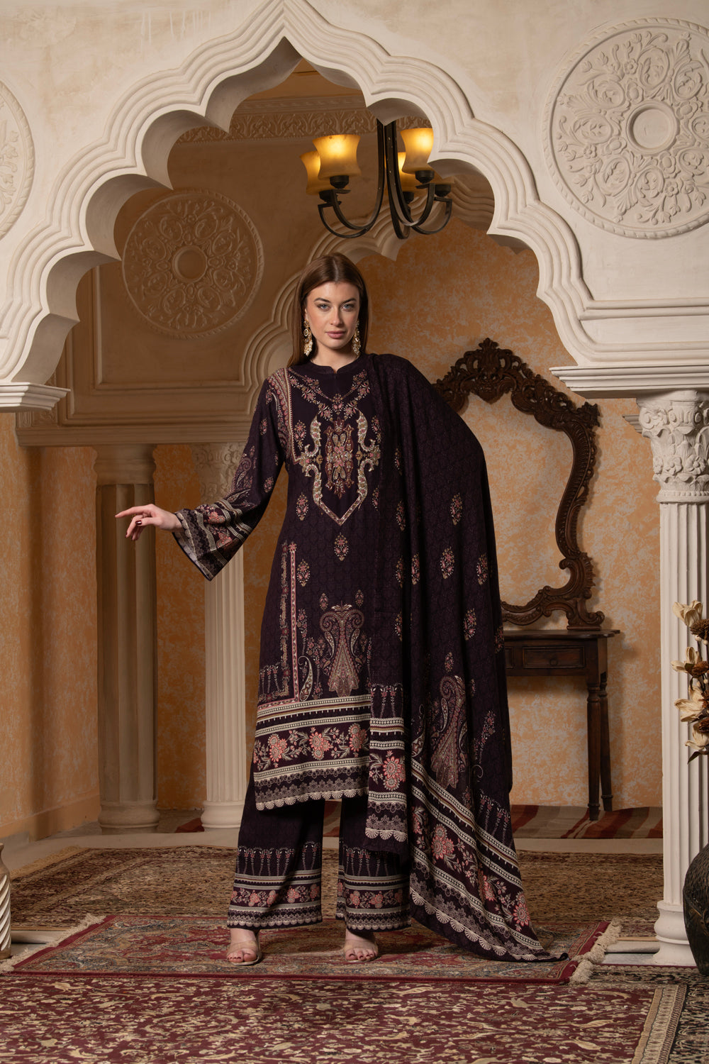 THE BARI Women Ethnic Motifs Printed Regular Kurta with Palazzos & With Dupatta